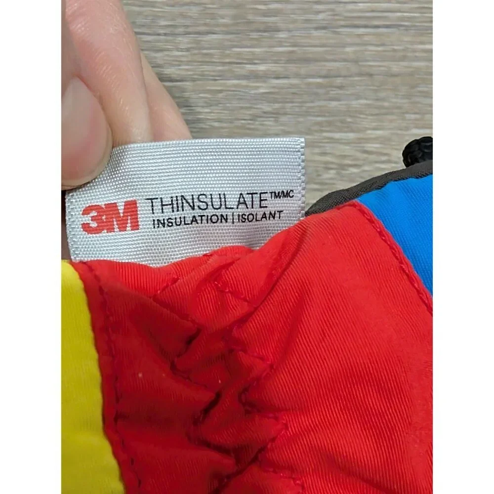 L-Bow Kids Waterproof Extra-Long Thinsulate Mittens Size Small Blue Red Yellow